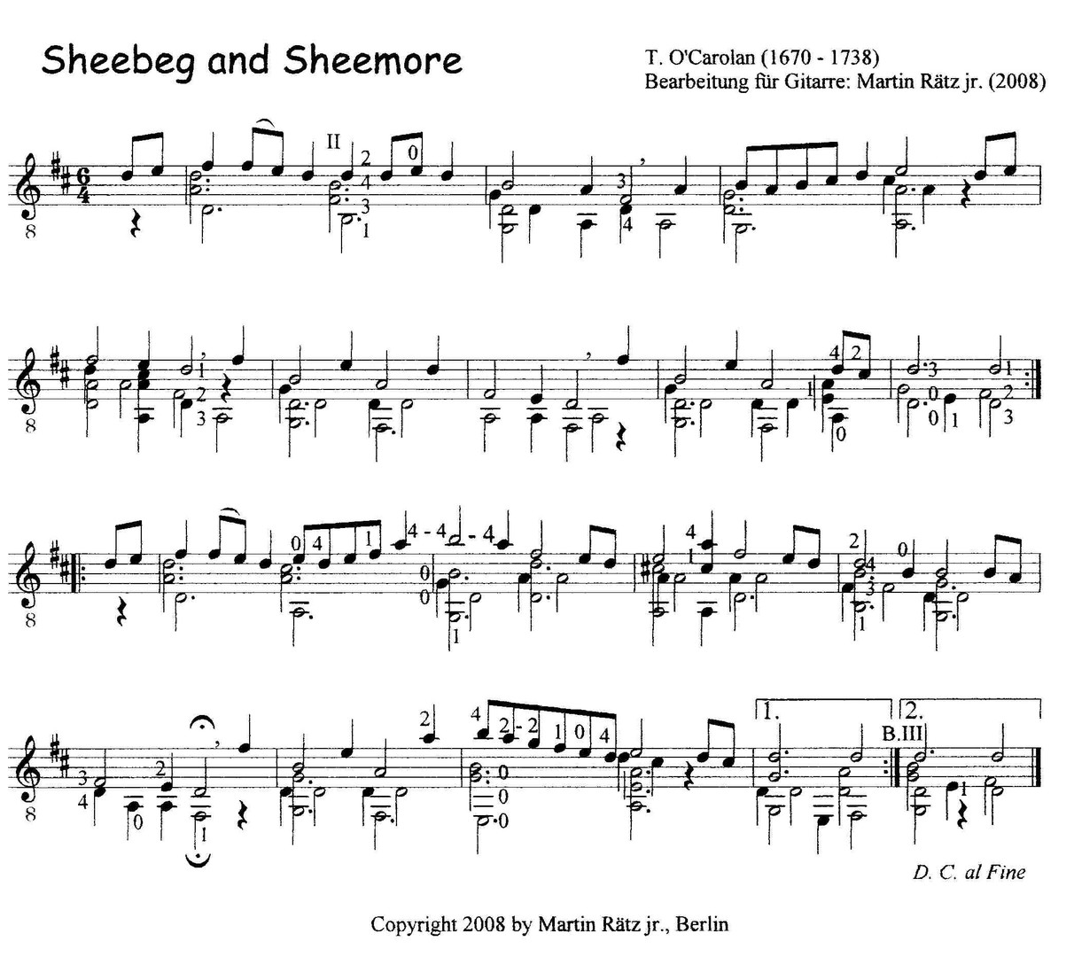 Sheebeg and Sheemore, Guitar-Arrangement