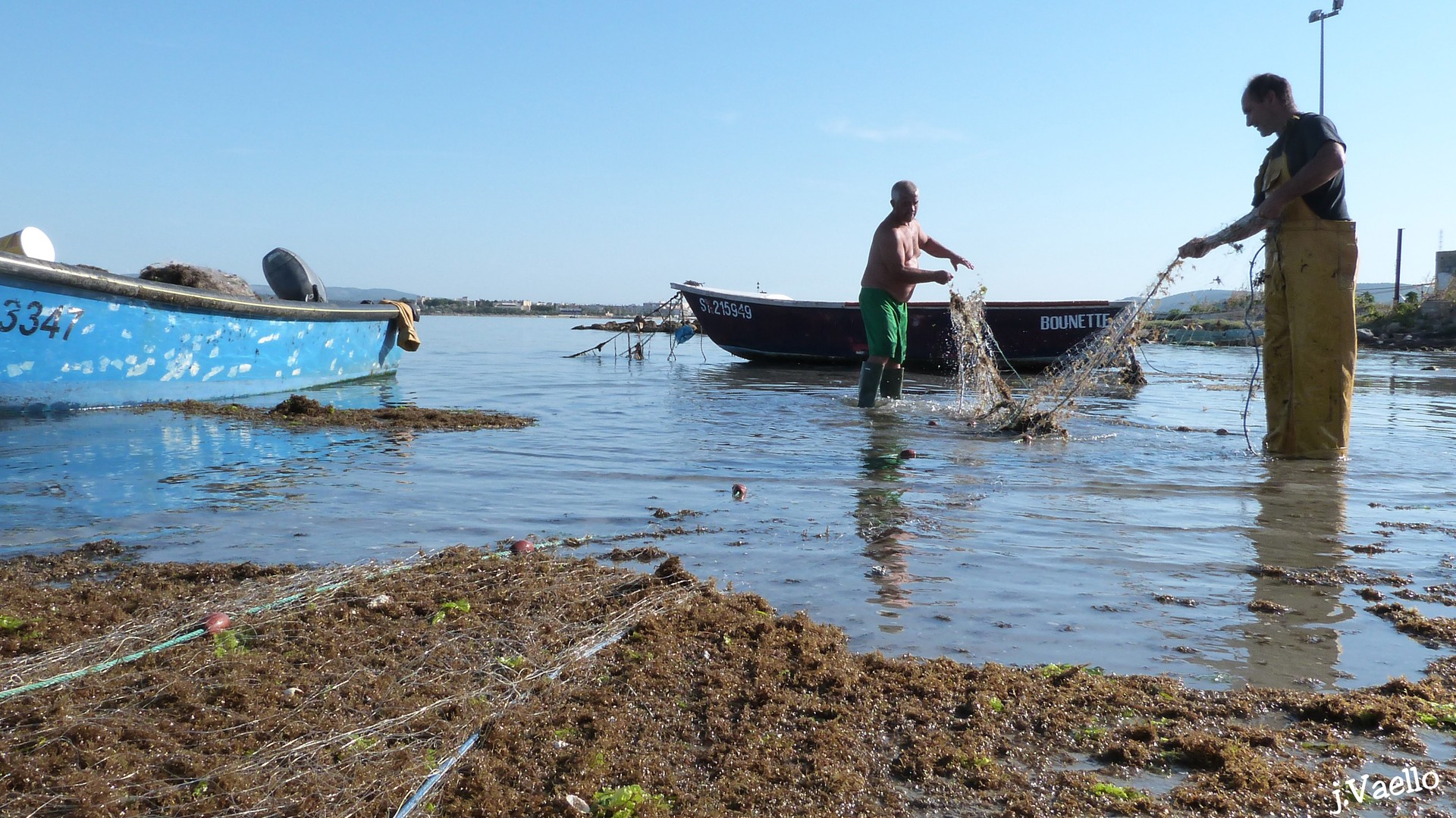 Pêcheur au filet à Sète le Barrou